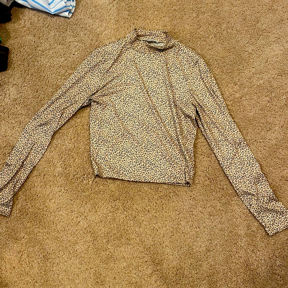 Cropped long sleeve cheetah top